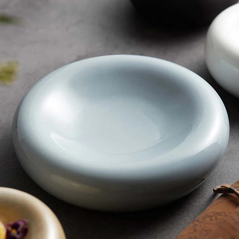 Ceramic Dinner Plate Round Thick Rim Decorative Plate Vegetable Salad Plate Restaurant Table Top Decoration Kitchen Supplies