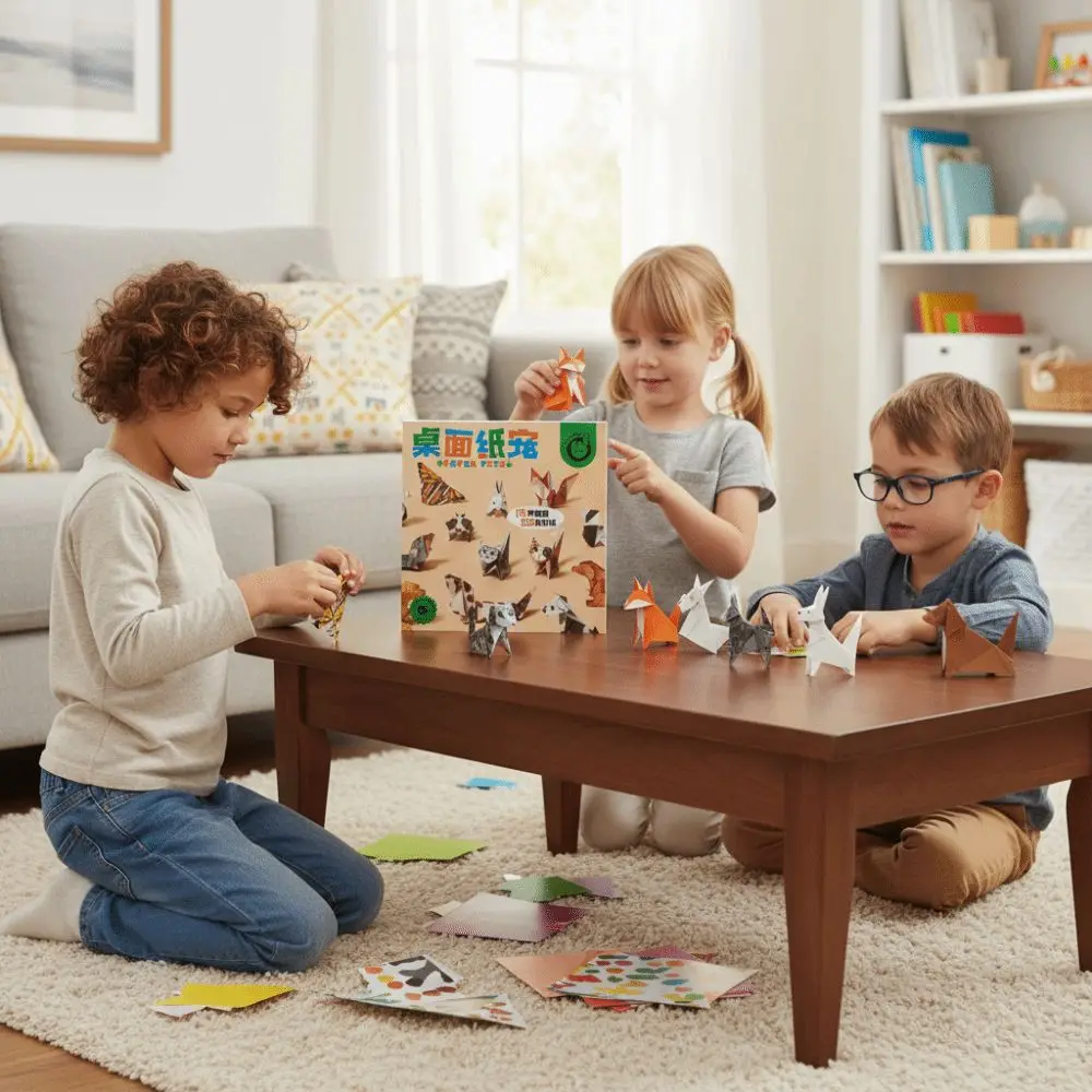 

Paper Handmade Colored Paper Set Art Learning Montessori Animal Handmade Origami Folding 3D Diy Paper-cut Book Kindergarten