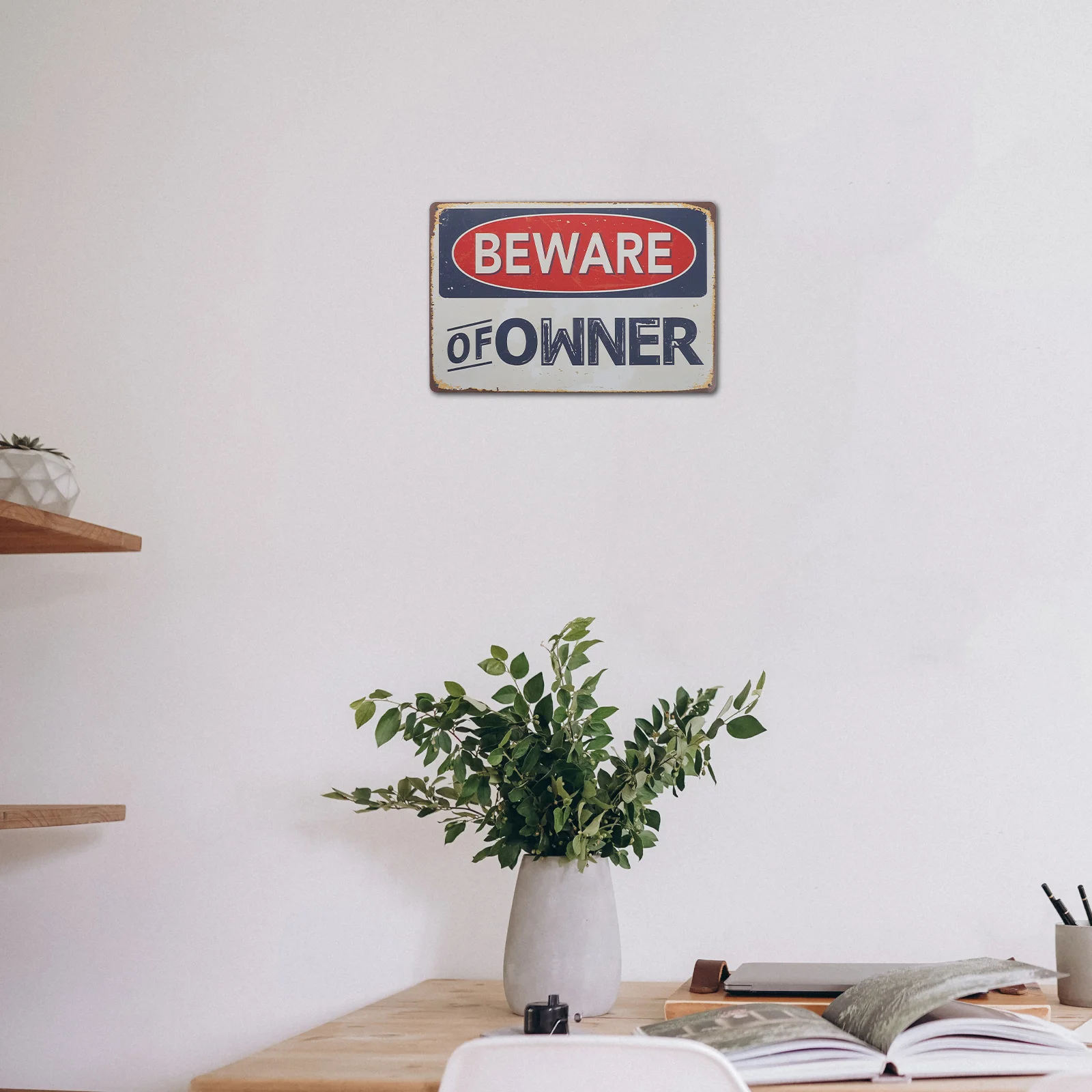 

Retro Metal Tin Sign Beware of Owner Outdoor Warning Funny Caution Home Yard Patio Garage Kitchen Street Decor