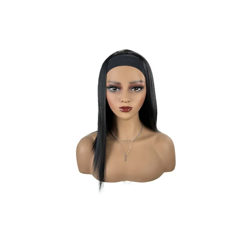 Foreign trade cross-border European and American style headscarf, ice silk headband, black hair, velvet long straight h