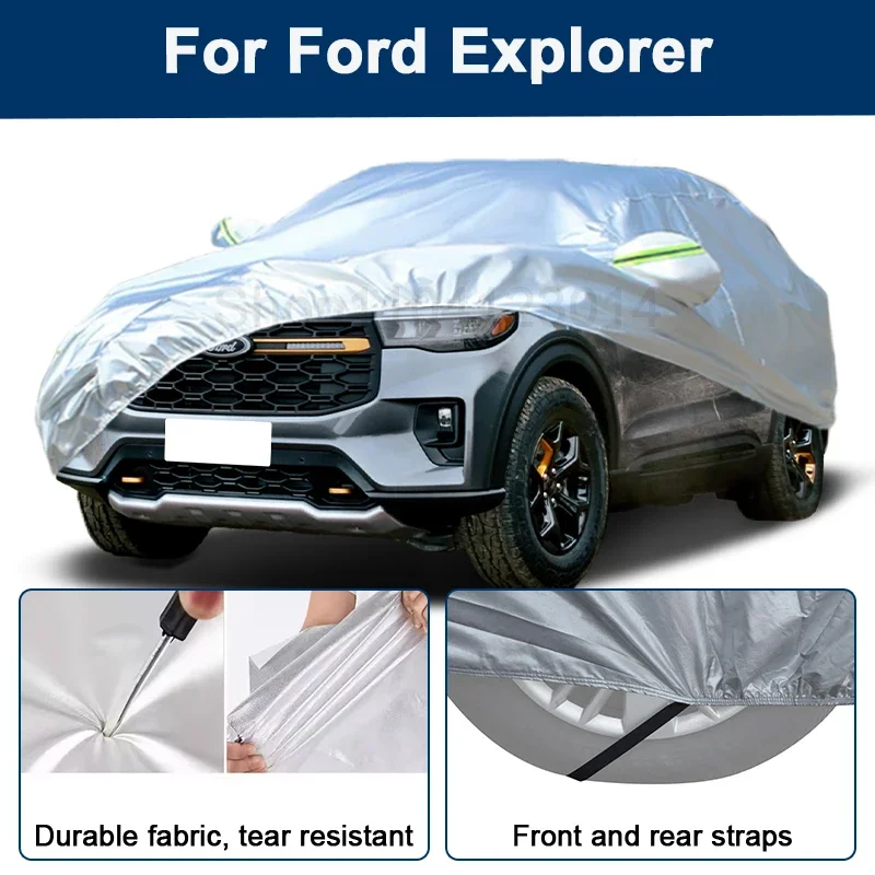 

Outdoor Full Car Cover For Ford Explorer with Reflective Strips Waterproof Snowproof Dustproof UV Protection Auto Accessories