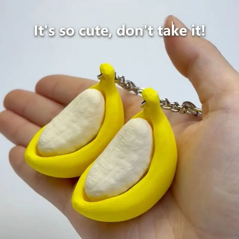 3D Printed Banana Button Clicker Click Clack Squeeze Fidget Toy Realistic Banana Toy Gift Stress Relief Fidget Tool Squishy Toy