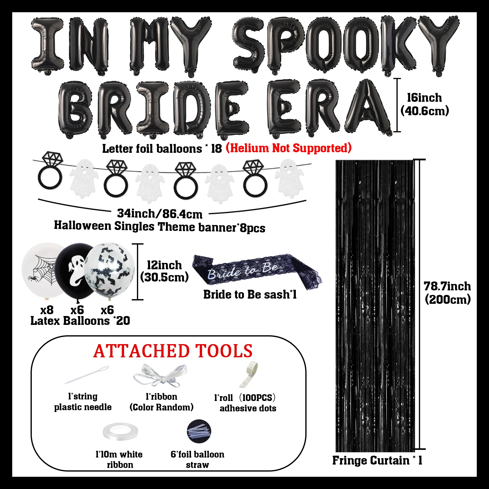 Halloween in My Spooky Bride Era Bachelorette Party Decor I Do Diamond Ring Foil Balloons Ghost Diamond Banner for Bridal Shower