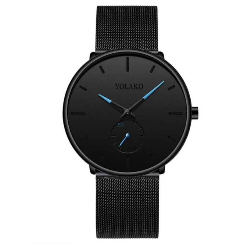 Men Ultra Thin Minimalist Quartz Casual Watches Men Leather Watch Simple Stainless Steel Mesh Band Male Clock Часы Мужские