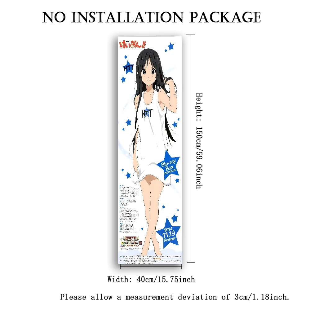 K-ON! Mio Akiyama Anime Vertical Long Tapestry, HTT Blue Star Wall Hanging, Slim Polyester Wall Cloth For Otaku Bedroom Dorm