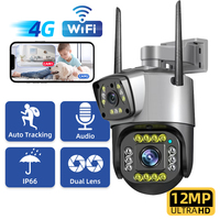 6K 12MP Outdoor 4G SIM PTZ Security Camera Dual Lens Wireless PIR Motion Detection HD Night Vision V380 Pro CCTV Protection
