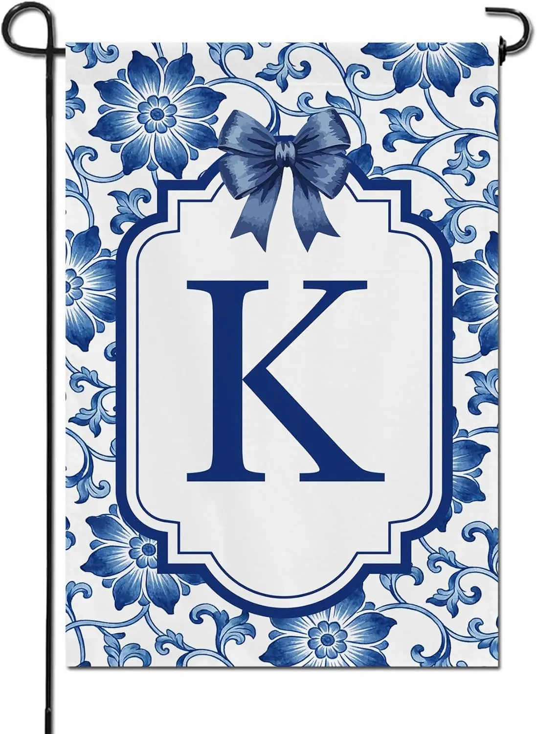 Custom Chinoiserie Garden Flag Double Sided, Personalized Initial Garden Flags for Outside, Spring Floral Welcome Yard Flags ZZM