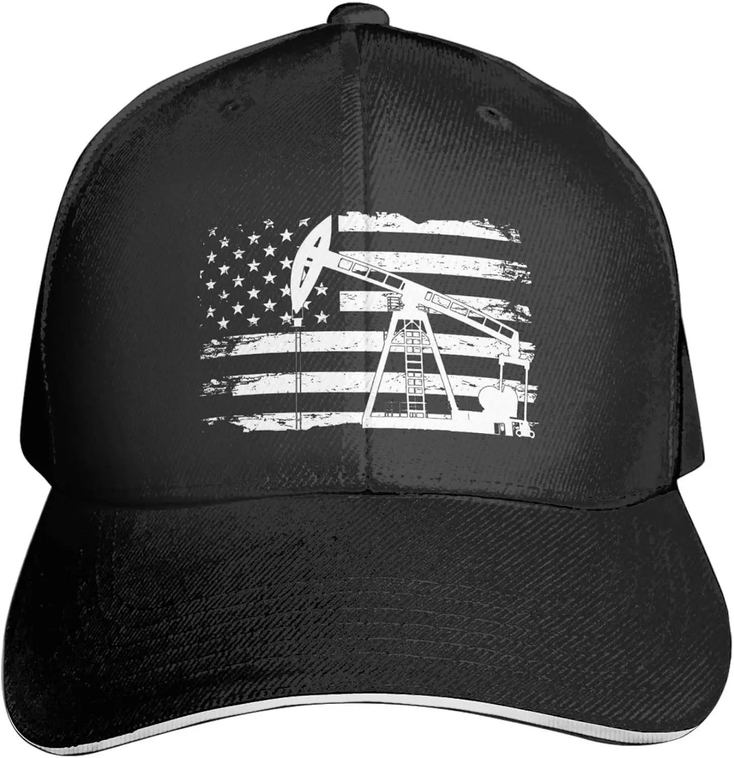 USA American Flag Oilfield Oil Drilling Gas Rig Worke Premium Adjustable Baseball Cap for Men and Women - Outdoor Sports