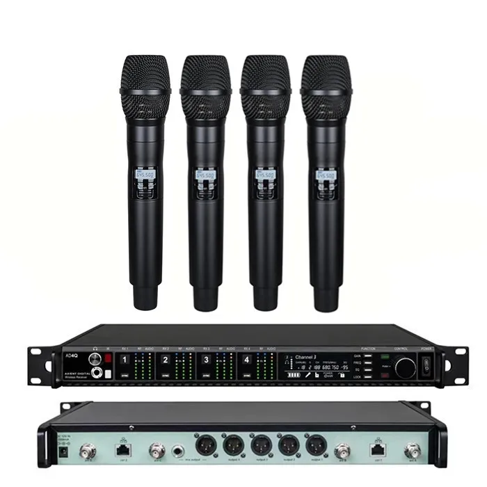 

AD4Q-B 512-937mhz Uhf Karaoke Performance Stage Sound Audio Headset Lavalier Cordless 4 Channel Wireless Microphone System