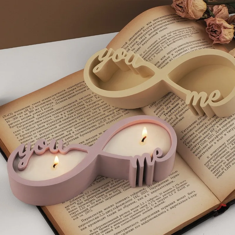 

Eternal Love Candlestick Silicone Mold Infinite Love Candle Holder Plaster Aroma Candle Cup Cement Plaster Mould Crafts Gifts