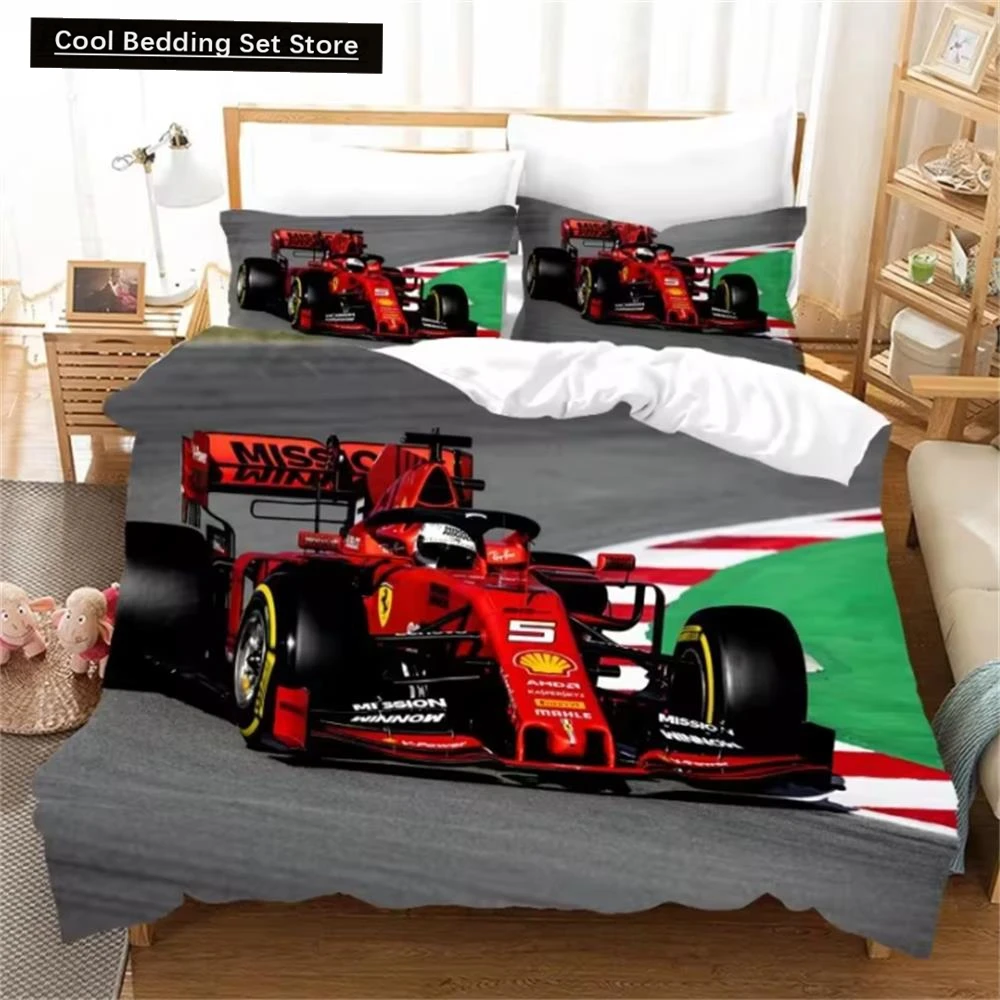 

Red Racing Car 3D Kids Boy Bedding Set F1 Game Racer Printing Duvet Cover 2/3pcs Bedclothes with Pillowcase Twin Full Bedspread