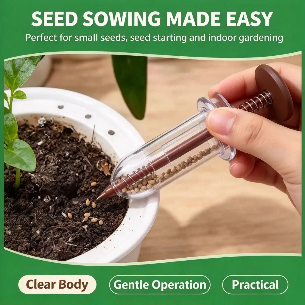 1PC Handheld Syringe Seed Planter Mini Manual Precision Seed Dispenser Portable Garden Seeding Tool for Vegetable Flower Pot