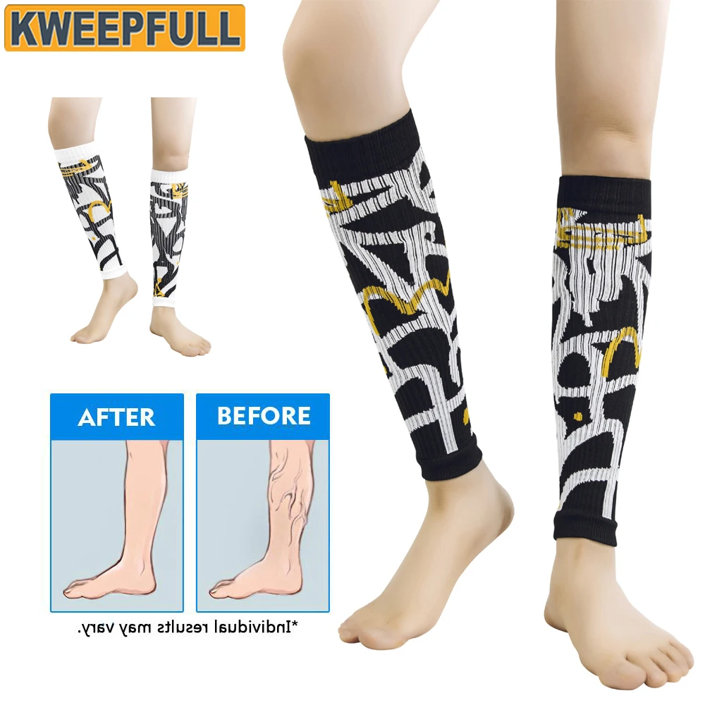 1Pair Calf Compression Sleeves for Men & Women - Leg Sleeve & Shin Splints Support - Ideal for Leg Cramp Relief, Varicose Veins