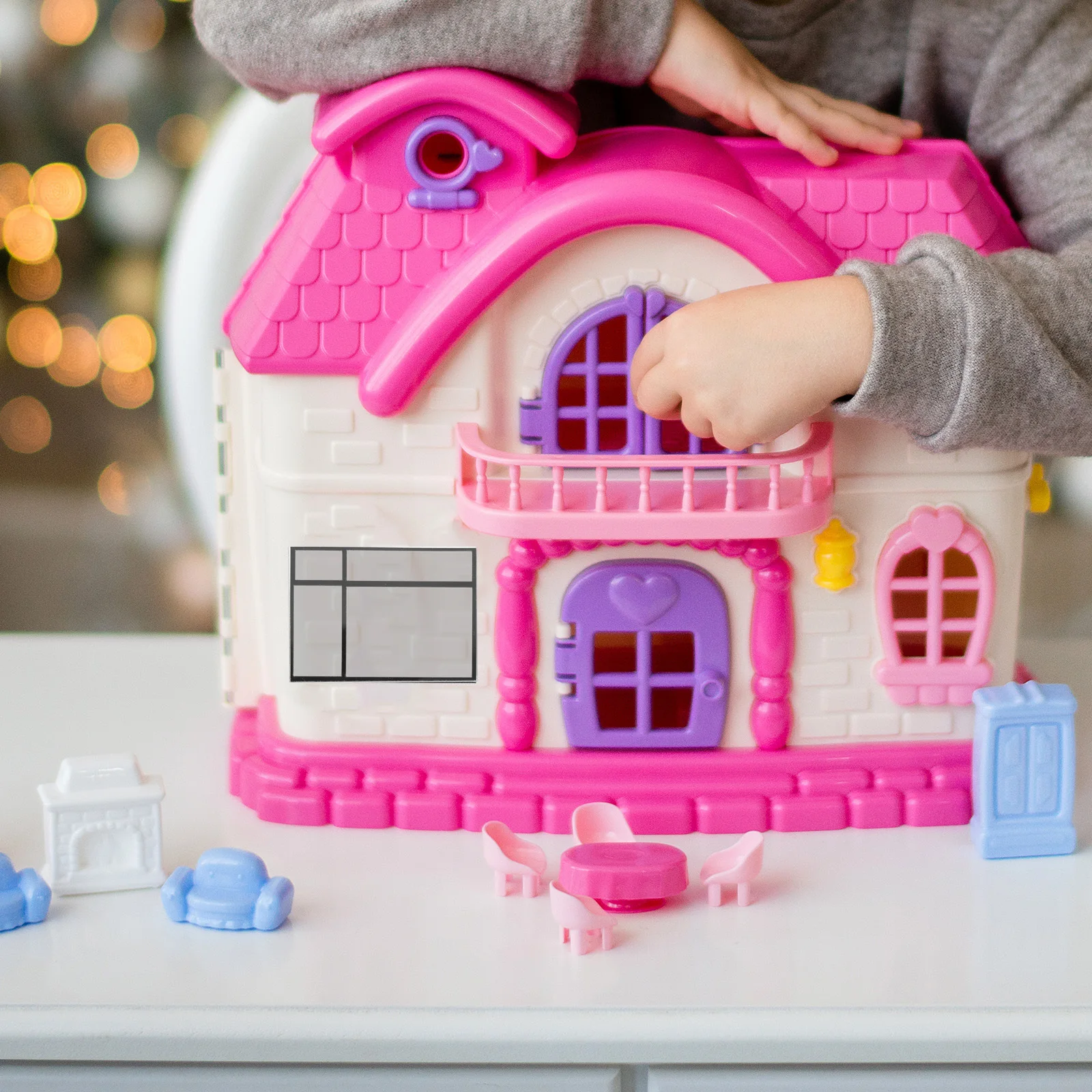 2 Buah Jendela Rumah Mini Skala Kecil Rakitan Tangan untuk Konstruksi Rumah Miniatur DIY Dekorasi Bingkai Jendela Akrilik Miniatur