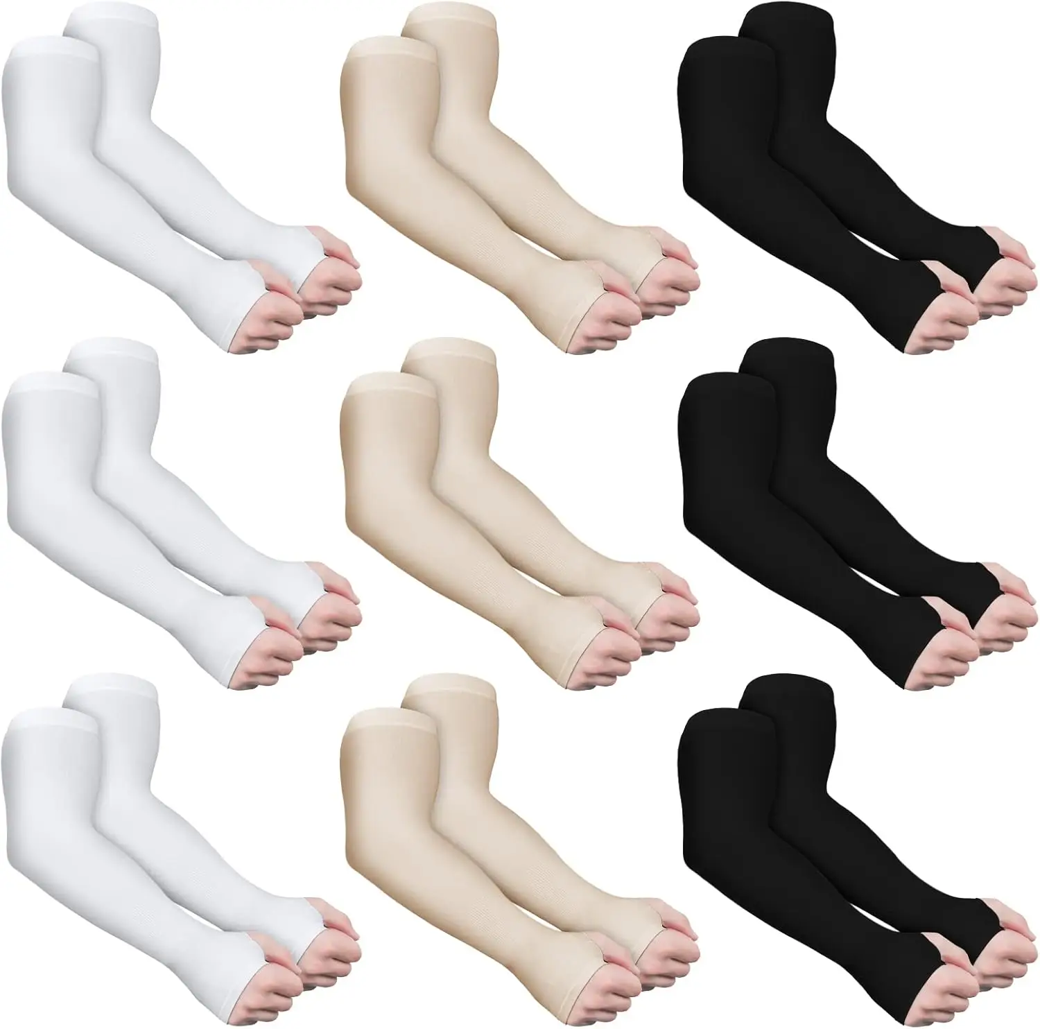 

9 Pairs Arm Protector Sleeves for Thin Skin Bruise Protection Breathable Nylon Cotton Men Women