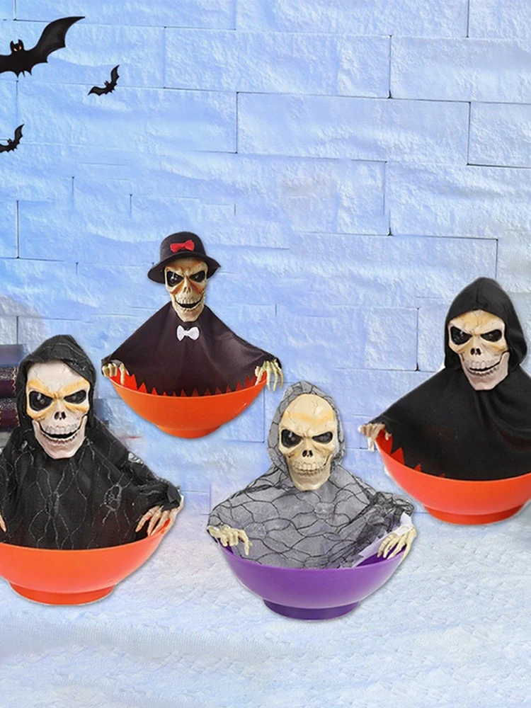 할로윈 캔디 그릇, 움직이는 할로윈 캔디 그릇, 눈이 빛나고 소리가 나는 유령 과일 그릇