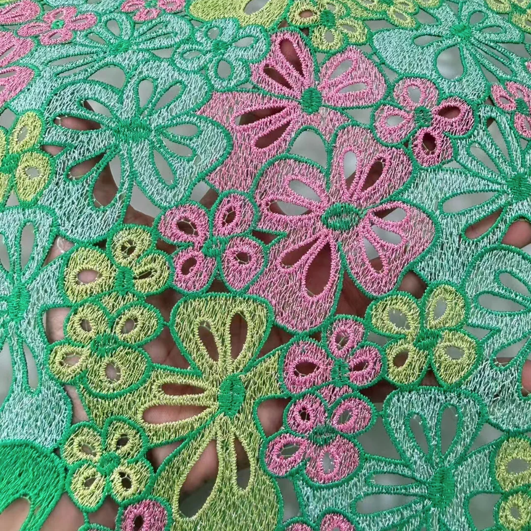 

African Two Tone Water Soluble Guipure Lace Fabric Embroidery High Quality Nigerian Lace For Wedding Party Dress Sewing 5 Yards