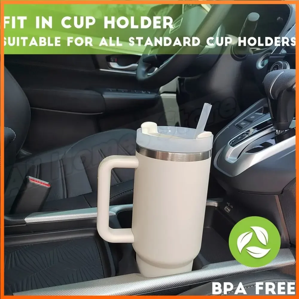 40oz Thermos Cups with Straw Travel Mug with Handle In-Car Vacuum Car Thermos Coffee Cup Double Layer 1200ml Travel Water Mug