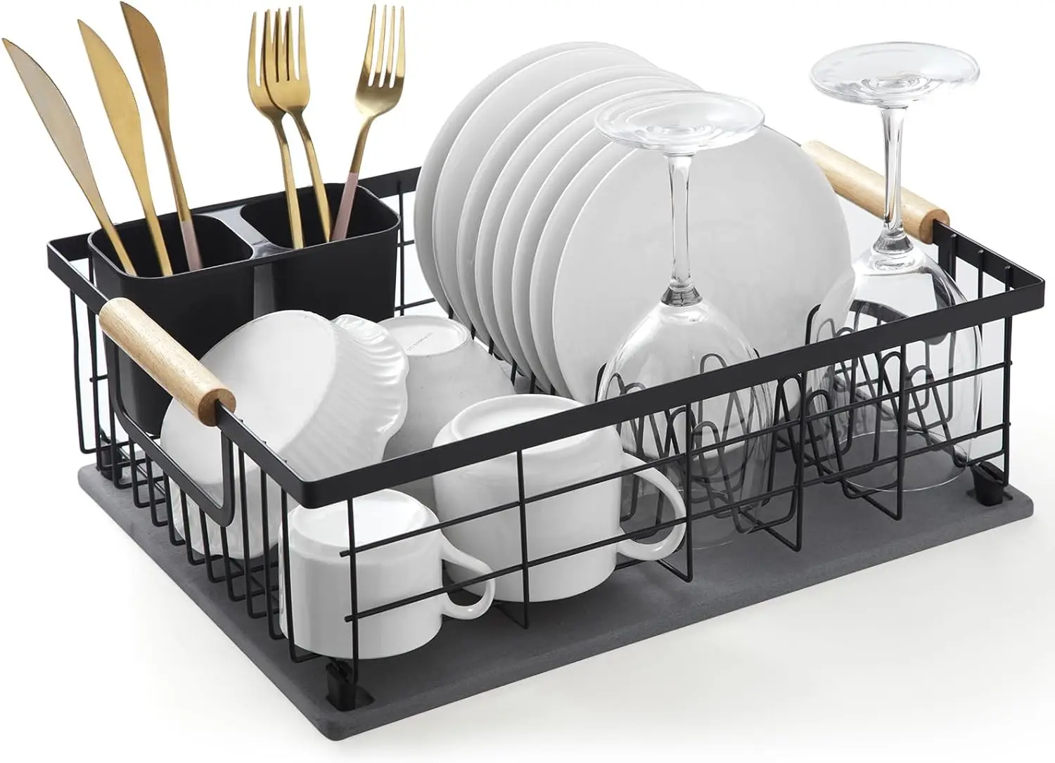 

Dish Drying Rack with Stone Drying Mat, Diatomaceous Earth Dish Drying Mat for Kitchen Counter, Dish Drainers with Dish
