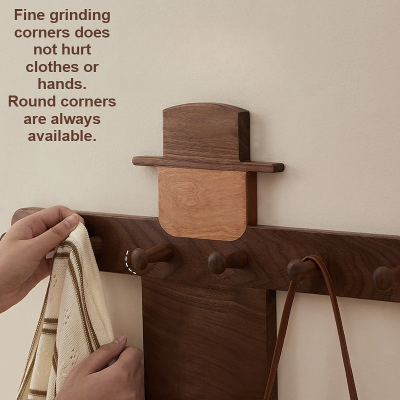 Black Walnut Scarecrow Wall Hooks High-grade Solid Wood Coat Rack No Drill Entryway Organizer Exquisite Versatile Home Decor