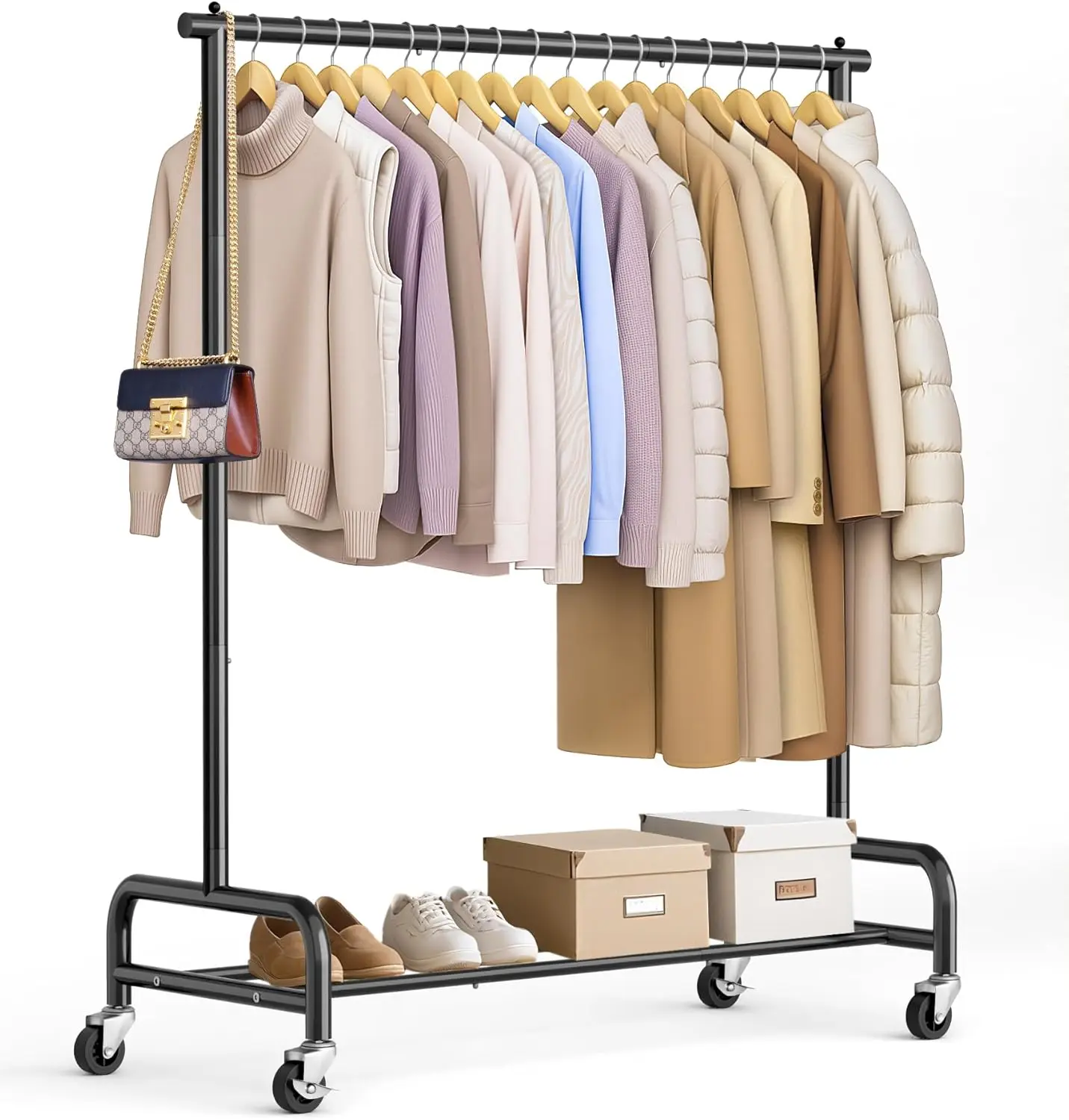 

Heavy Duty Clothing Racks for Hanging Clothes Rack, 43" Wide Rolling Garment Rack Metal Clothing Hanger Rack with Wheels