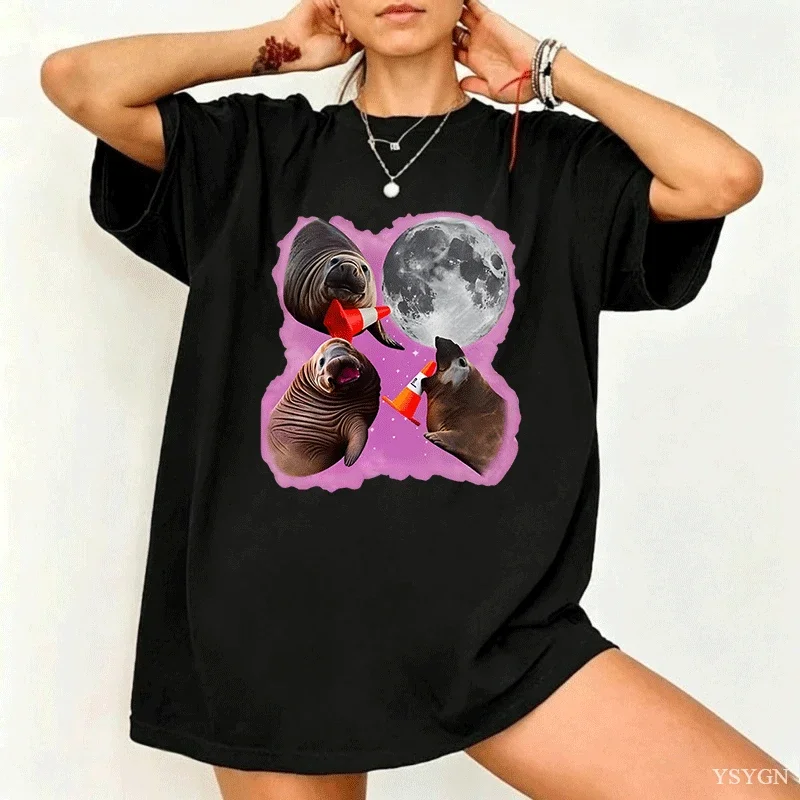 Three Neil The Seal Retro Graphic T-shirts Men Women Cotton Short Sleeve Tees Elephant Seal T-shirt Vintage Graphic T Shirts
