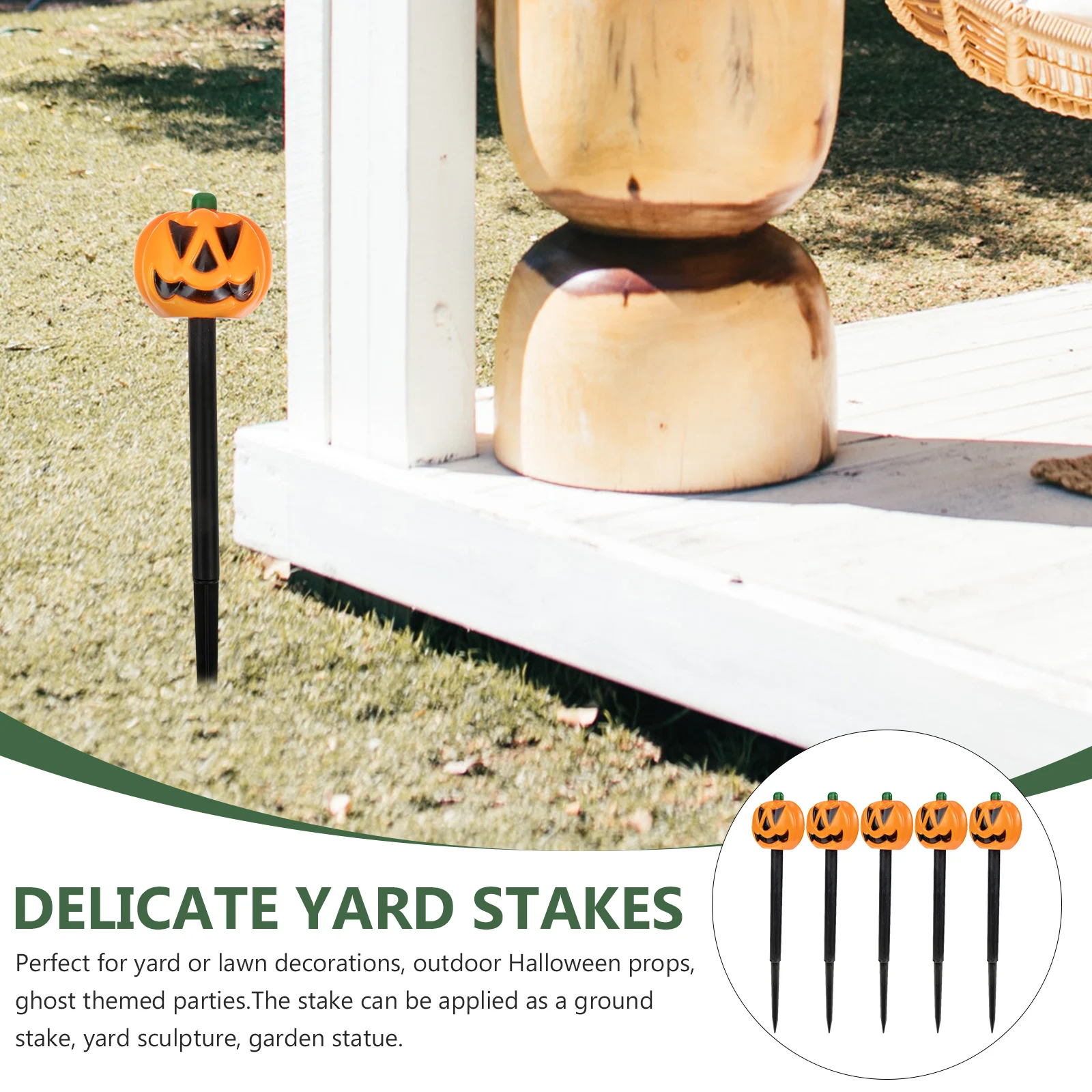 

5 Pcs Pumpkin Lampshade Stakes Halloween Yard Decorations Outdoor Supplies Lawn Props Garden Statue Solar Lighting Festive