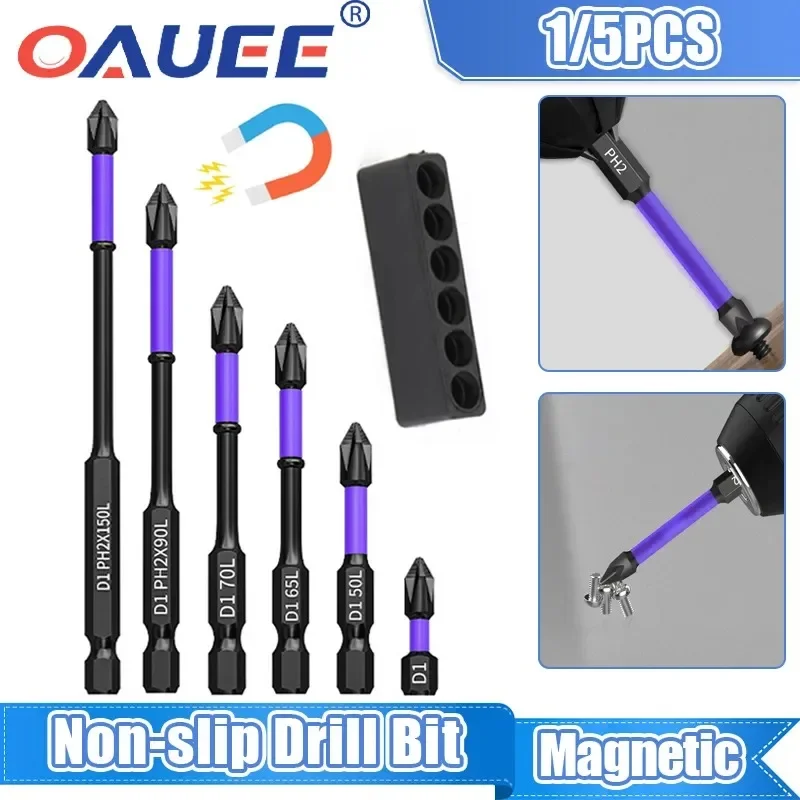 Oauee Magnetic D1 Anti-shock Batch Head Hand Electric Drill Bit Cross Screwdriver High Hardness Non-slip Screwdriver Bit Set