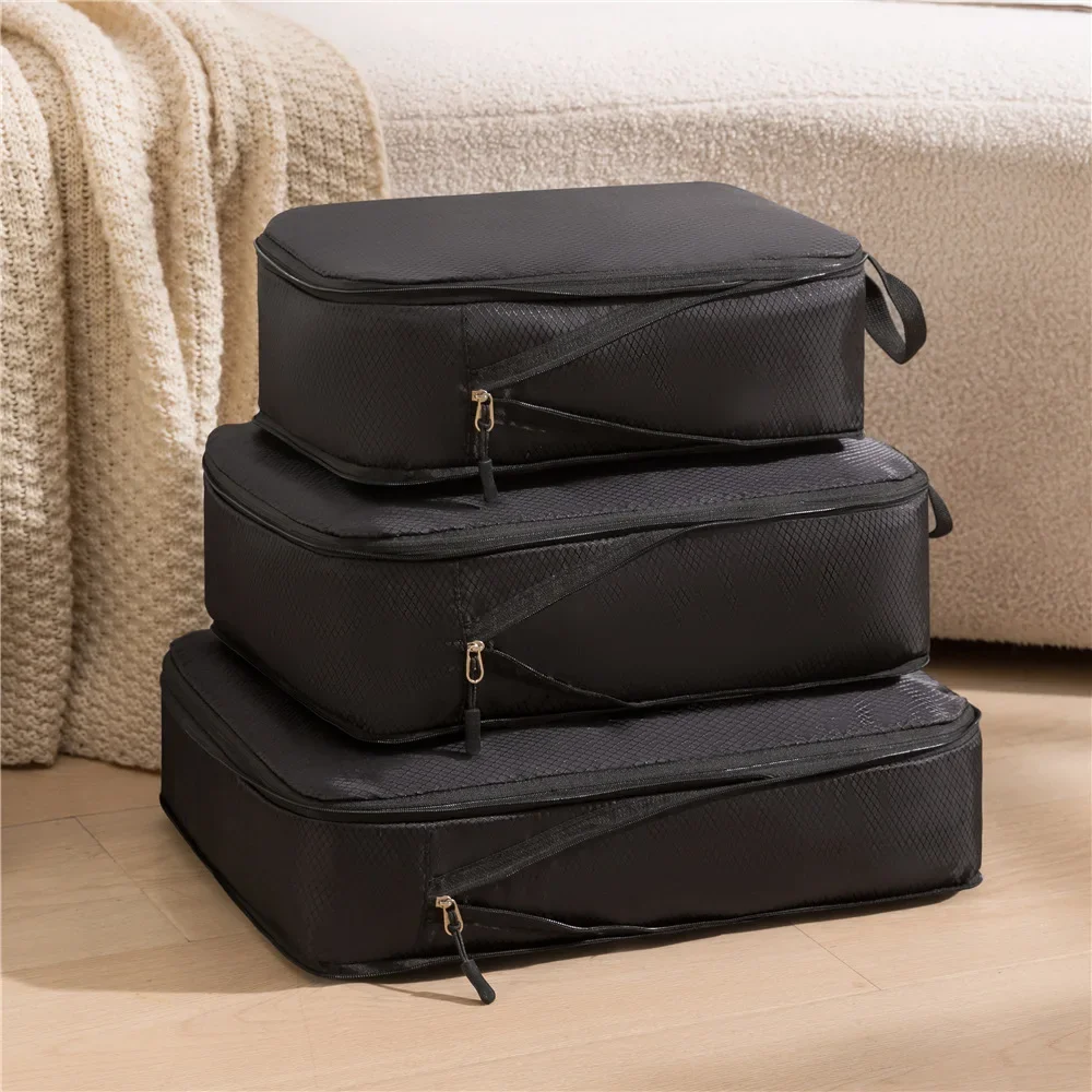 

3Pcs/Set Travel Compressible Packing Cubes Multifunction Travel Storage Bag Waterproof Suitcase Nylon Portable Luggage Organizer