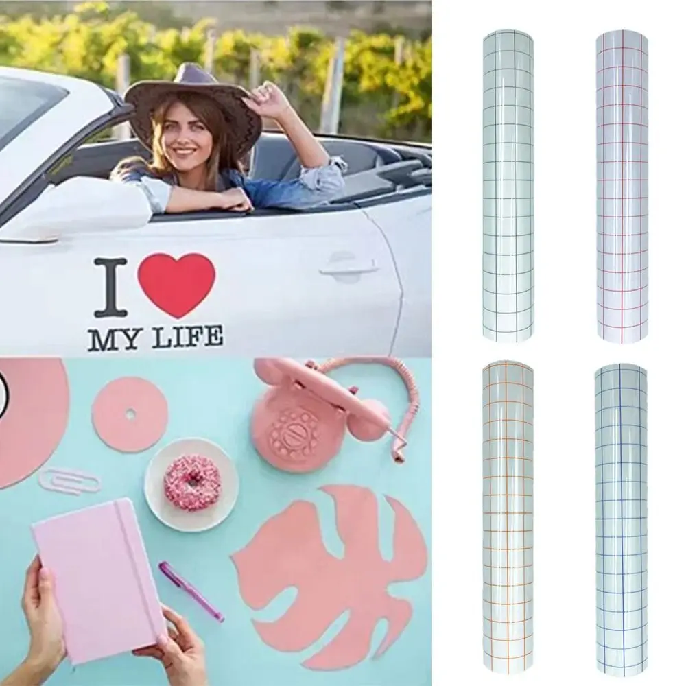 Transparent PET Transfer Film DIY Alignment Grid Adhesive Tape Clear Roll Transfer Paper Printing Grid Sticker for Water Cup