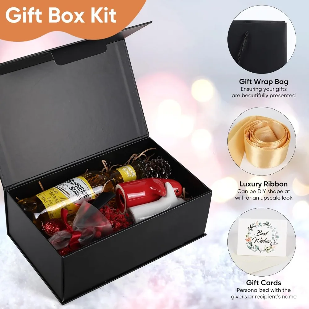 علب هدايا مع أغطية للهدايا، صناديق سوداء مقاس 9.8 × 5.9 × 3.4 بوصة للهدايا، صندوق اقتراح رفقاء العريس لحفلات الزفاف، عيد الميلاد #2