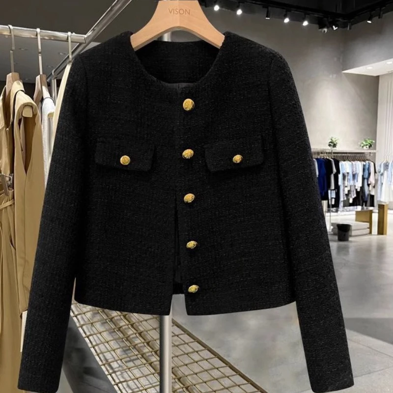 مبطن القطن الداخلية بطانة صف مزدوج زر المرأة سترة قصيرة الخريف الشتاء الساخن بيع الموسم السترات النسائية الأنيقة #4