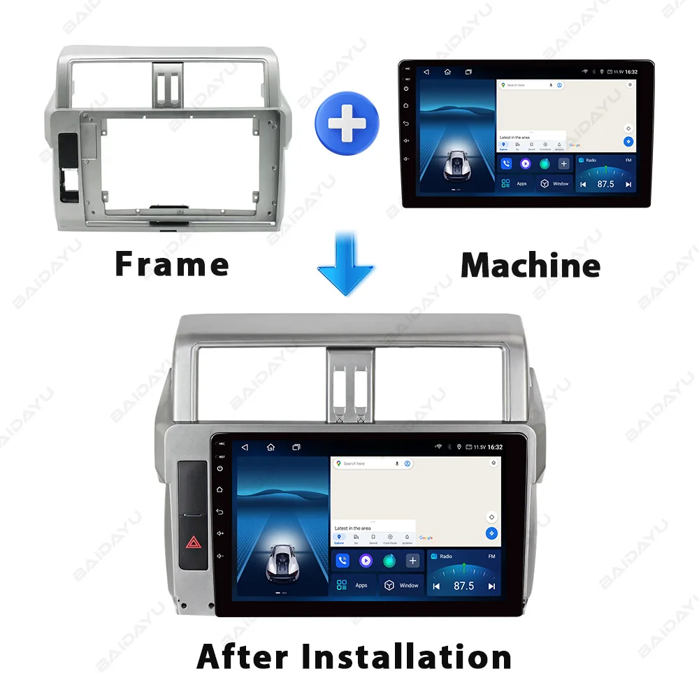 Baidayu Lettore DVD per auto Android da 10 pollici TS10S 6 + 128G Touch Screen Radio Bluetooth MP3 Accessori auto per Prado 2014-2017