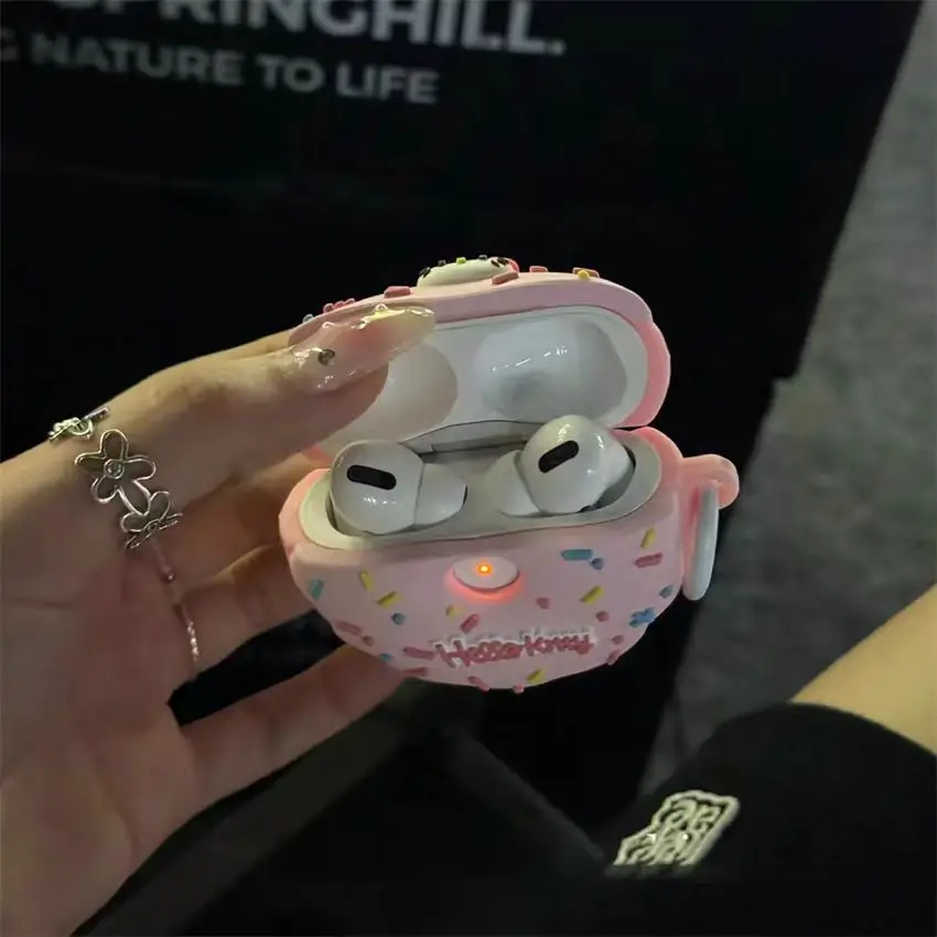 Capa de silicone macia para Airpods 4, Donut Cool Funny 3D Food Shaped, Caso à prova de choque com chaveiro, Novo, 2022