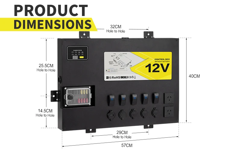 Scatola di controllo dell'alimentazione del hub di controllo 12 V Caricatore CC 40 A CC integrato e inverter da 1500 W per impianti elettrici automatici 4x4