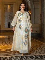 Robe de soirée musulmane marocaine pour femmes, Abaya Jalabiya, robes à paillettes en maille, Abayas de Dubaï, Kaftan, Islam Maxi, robe arabe éducative, Eid