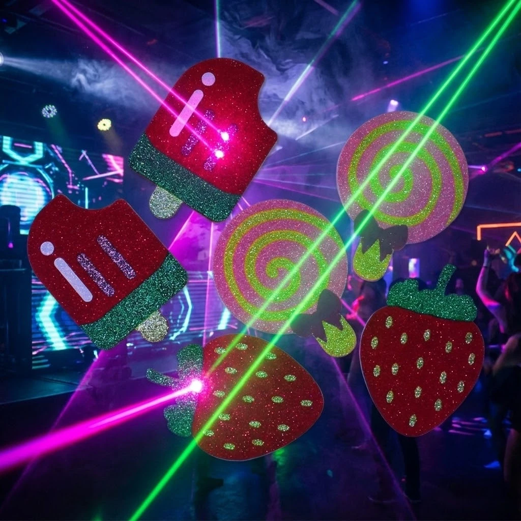 Sexy Glitter Nipple Cover Pasties Women Strawberry Watermelon Lollipop Breast Petals Stickers Rave Festival Party Lingerie Pads image 4
