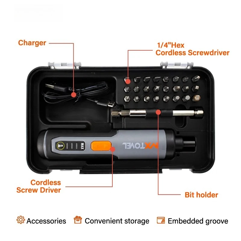 

Mini Electric Rechargeable Multi-Functional LED Light Screwdriver Set Industrial & DIY Grade Cordless Precision Screwdriver Tool
