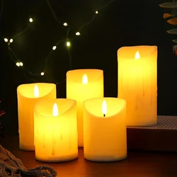 Flameless Votive Candles Smokeless Electric Fake Candle with Moving Wick Window Candle Lights LED Simulation Candle Lights Batte