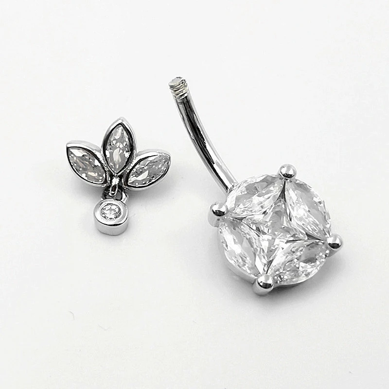 MIQIAO Belly Button Rings Piercing Belly Button Bar Body Jewelry Real Silver 925 Sexy Woman Decoration