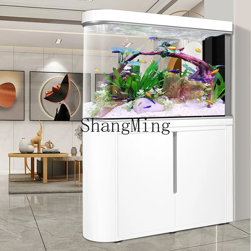 

SM new glass fish tank partition screen model floor-to-ceiling upper and lower bottom filter circulating aquarium