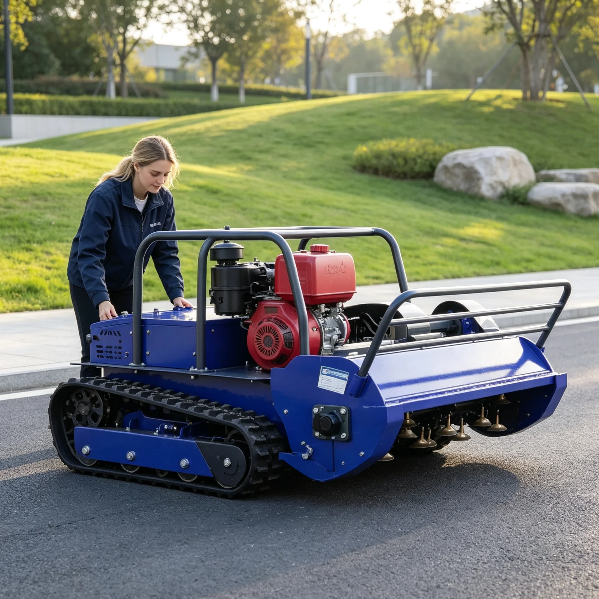 Customized adjustable mowing height deck, intelligent robot lawn mower 800s Newly upgraded hammer blade with touch display serve