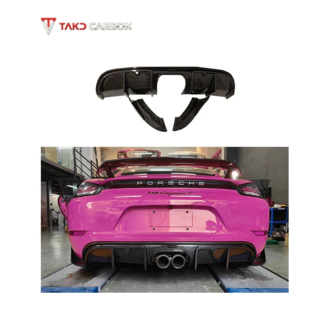 

High Quality 100% Dry Carbon Fiber Car Bumper Rear Diffuser Rear Bumper Lip for Porsches 718 Cayman Boxster 2016+
