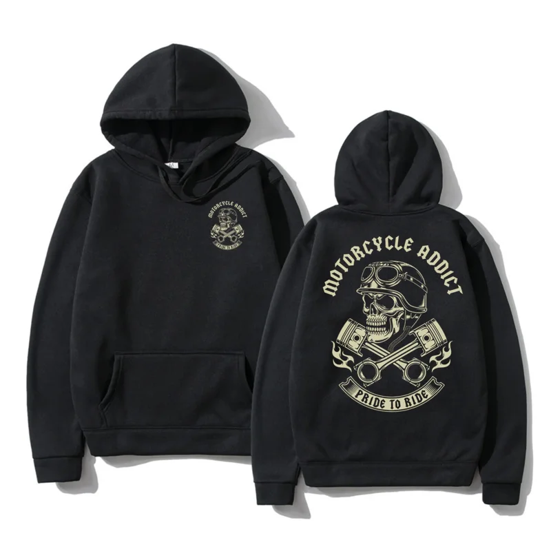 

Men and Women's Hooded Sweater Unisex Skull Print Motard Chopper Bobber Motard M-5XL