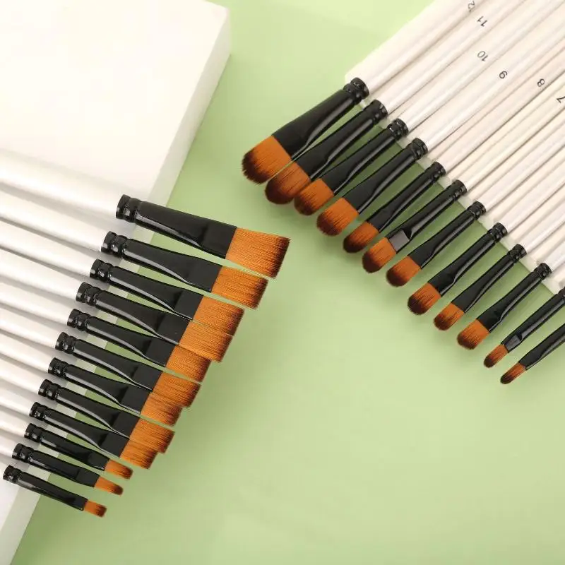 12 Pcs Durable Paint Brushes Set Wear-Resistant Bristles for Acrylic Oil Watercolor Painting Long Time Use