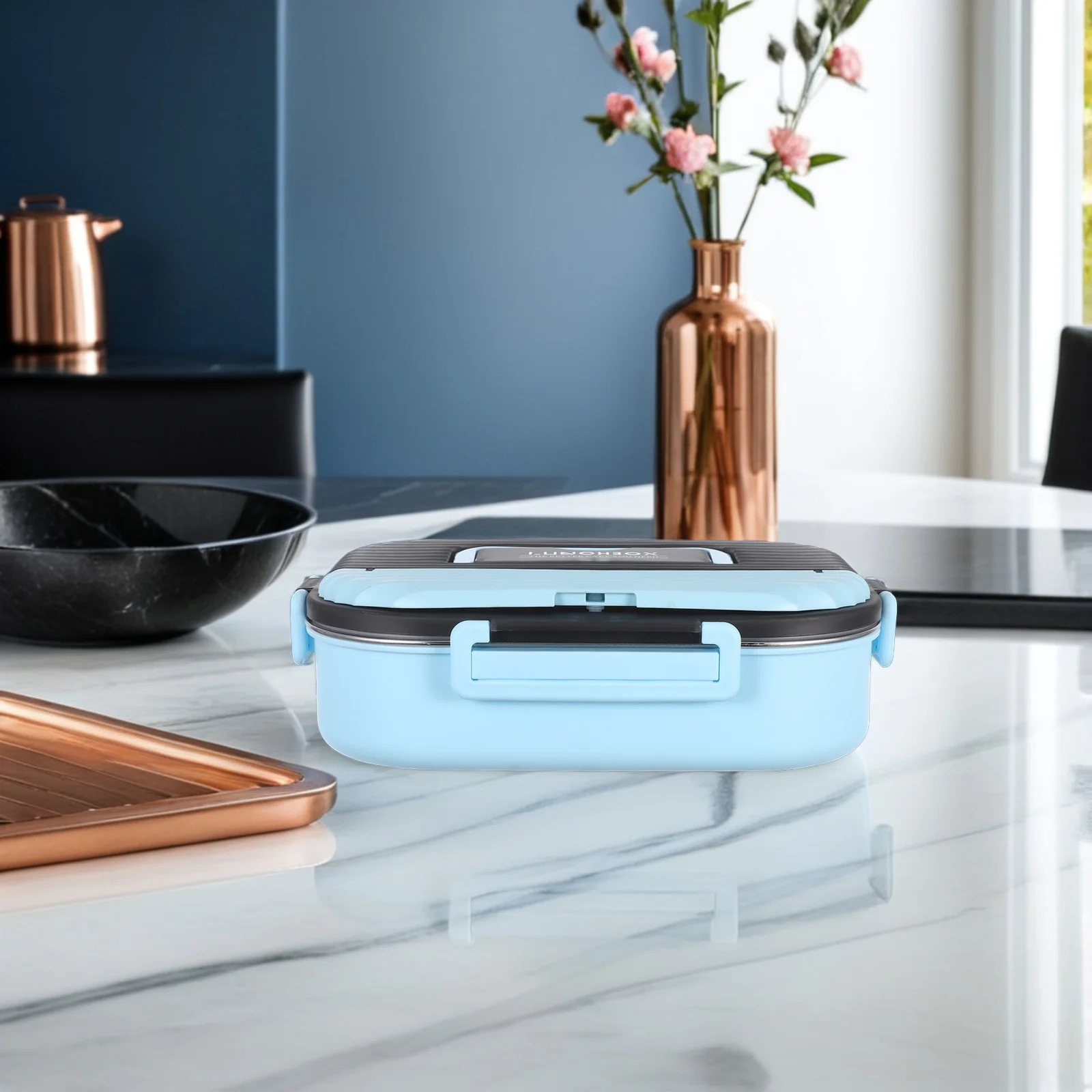 

Ланч-бокс Bento из нержавеющей стали, 5 отделений, 1000 мл, двухслойный герметичный контейнер для еды, разделенный герметичный портативный контейнер для хранения