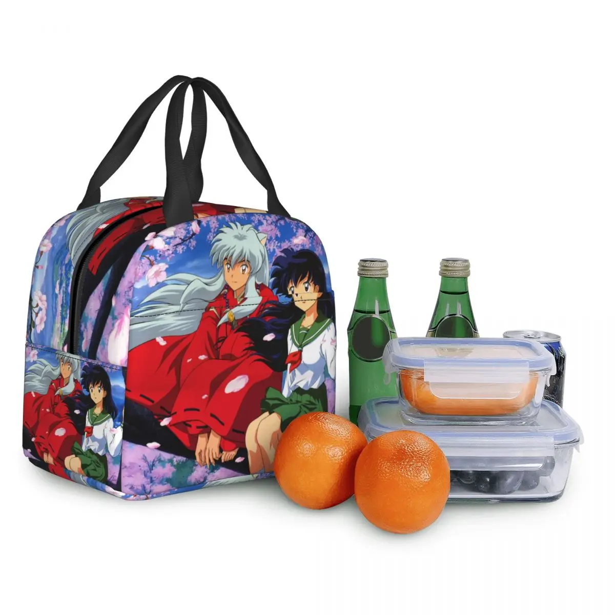 Demon Anime Inuyasha Kagome Higurashi tas makan siang terisolasi kotak Bento termal pendingin dapat dipakai kembali untuk anak-anak wanita tas sekolah makanan