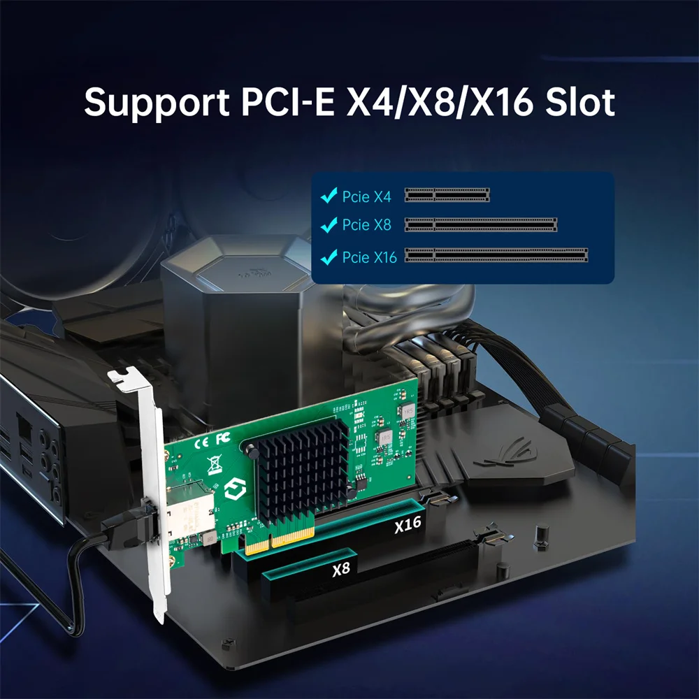 10G PCIE إلى RJ45 AQC107 WiFi بطاقة الشبكة PCIE X4 جيجابت إيثرنت 10000Mbps PCI Express LAN محول لقطع الكمبيوتر المكتبي
