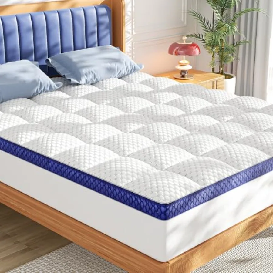 

Mattress Topper 3 Inch Thick Mattress Pad, Plush Pillow Top Bed Cover with Elastic Deep Pockets Up to 6-24 Inch for Pressure Re