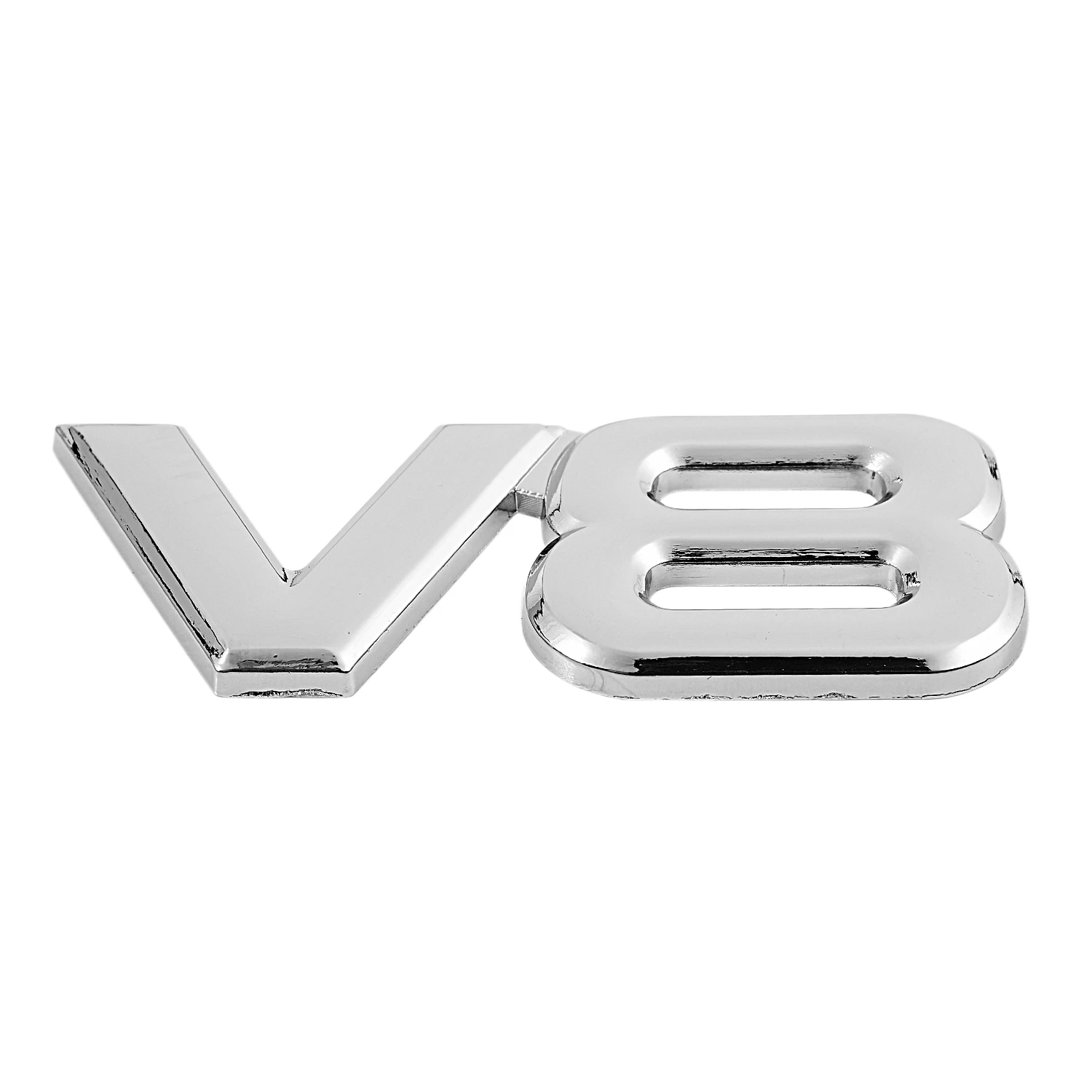 3D Silver Auto Motor V8 Car Rear Emblem Decal Badge Sticker 7.5x3.5cm